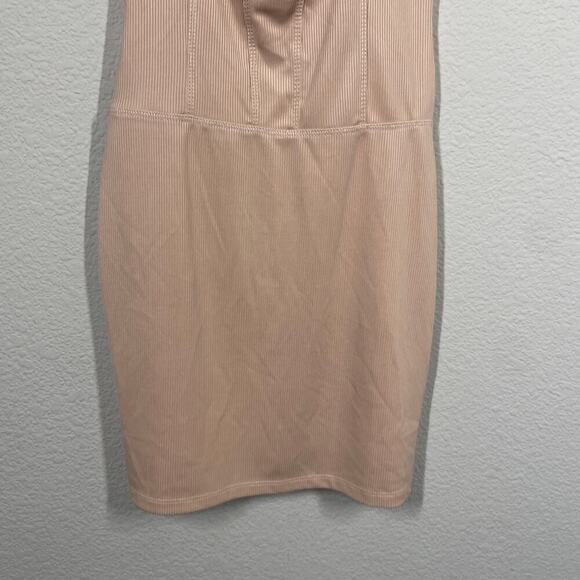 H:ours XXS Moe Cut Out Rib Mini Dress Tan Strappy Adjustable Strap Sleeveless - Picture 5 of 8